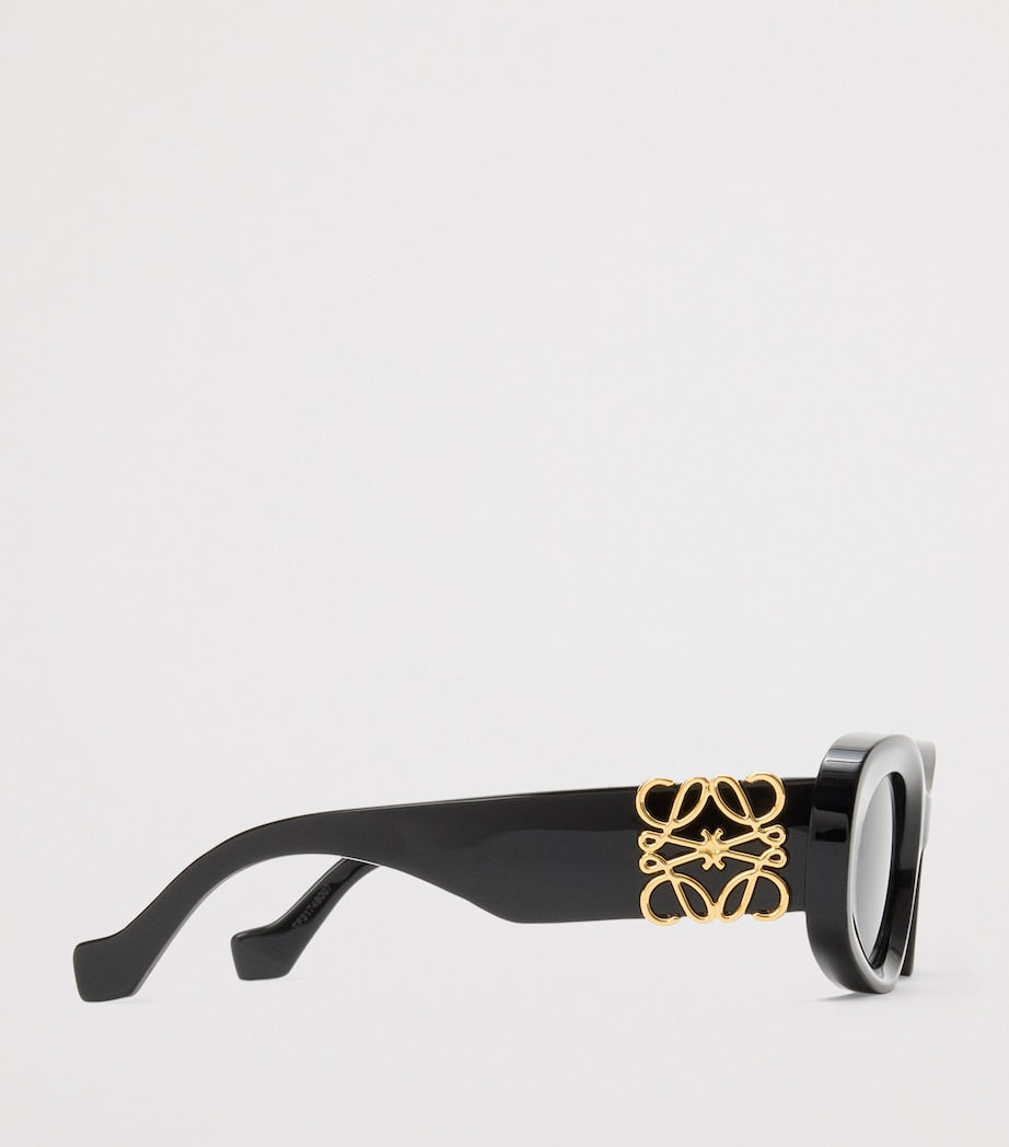 Black Bevelled Oval Sunglasses