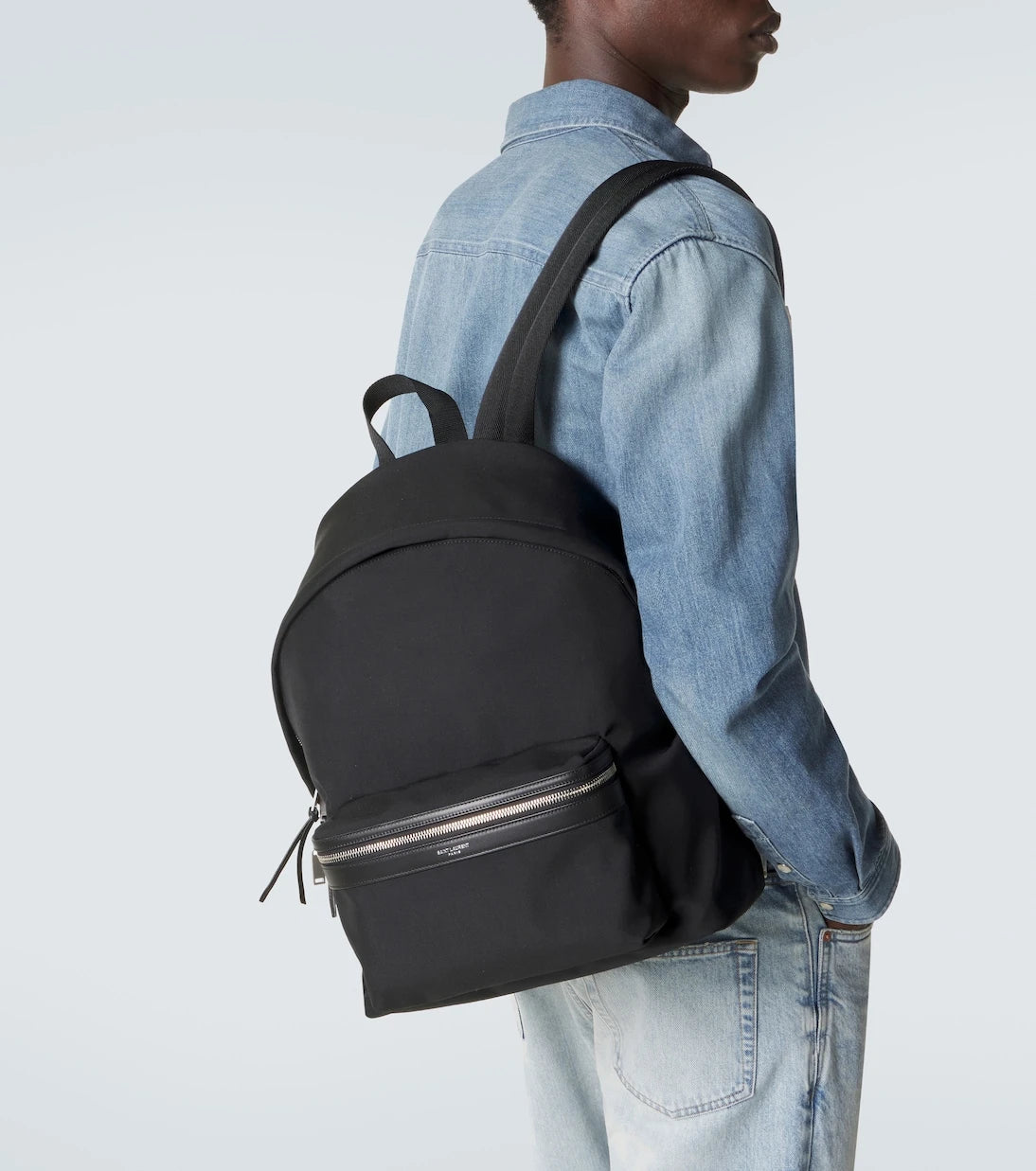 Saint Laurent - City leather-trimmed canvas backpack