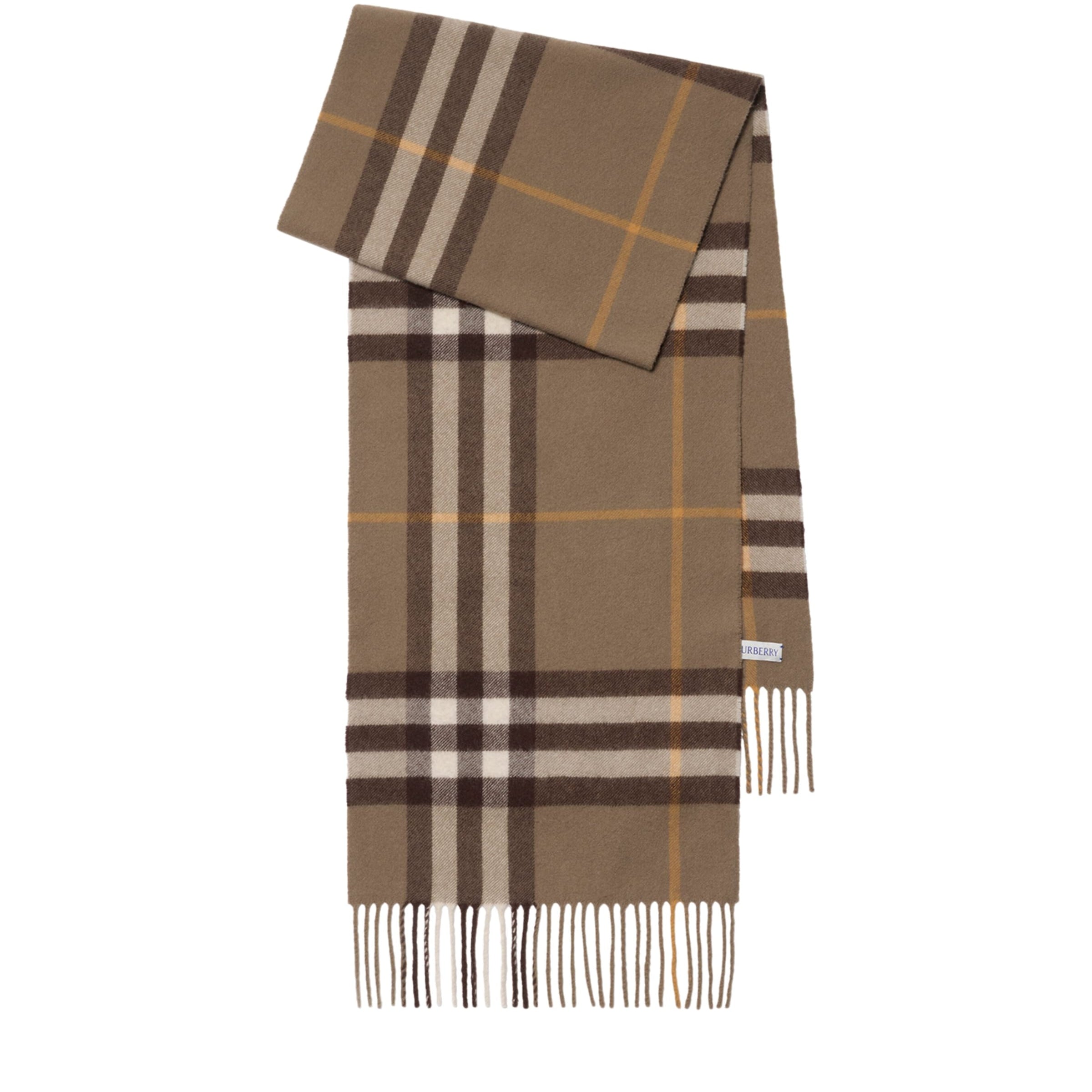 Brown Cashmere Check Scarf