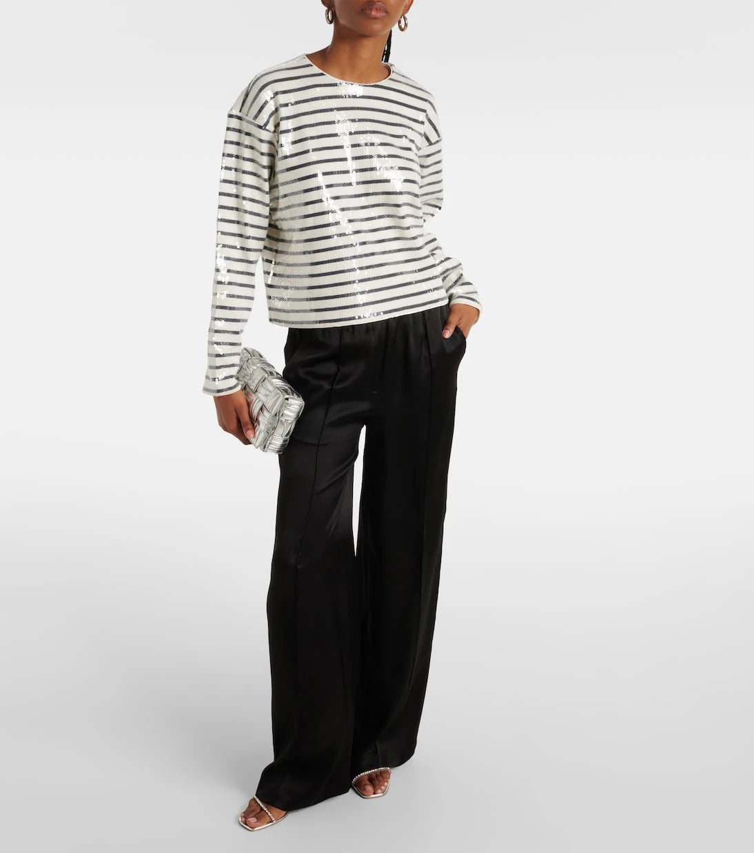 Frame - Sequined striped cotton top coat