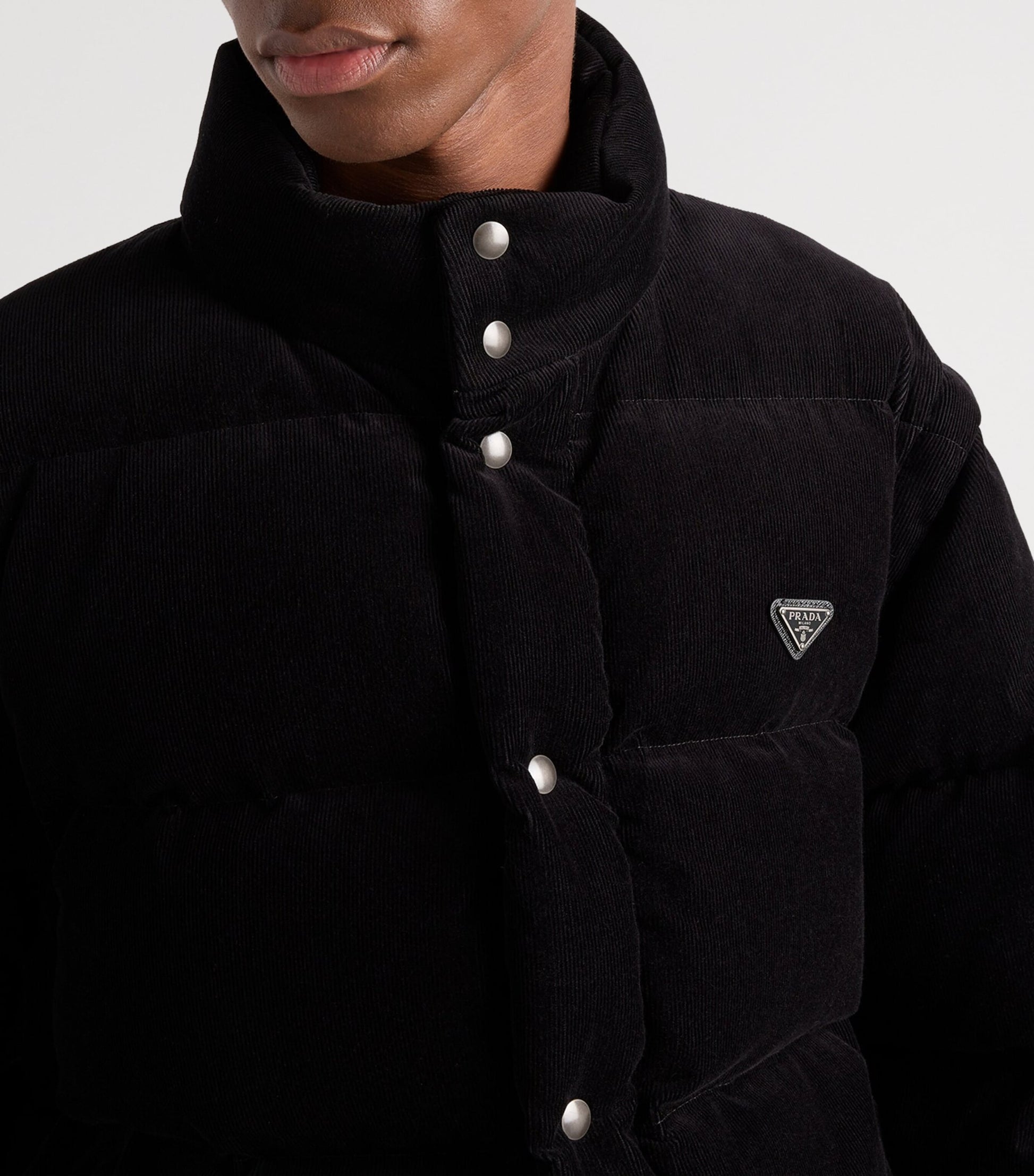 Prada Black Cotton Corduroy Puffer Jacket