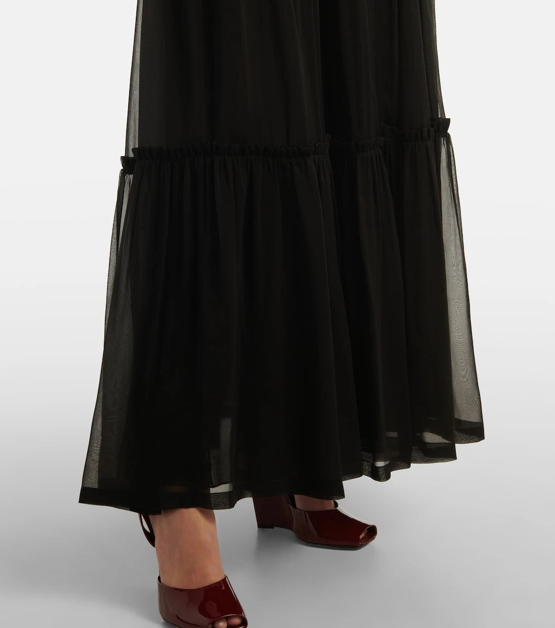 Saint Laurent - Ruffled silk maxi skirt