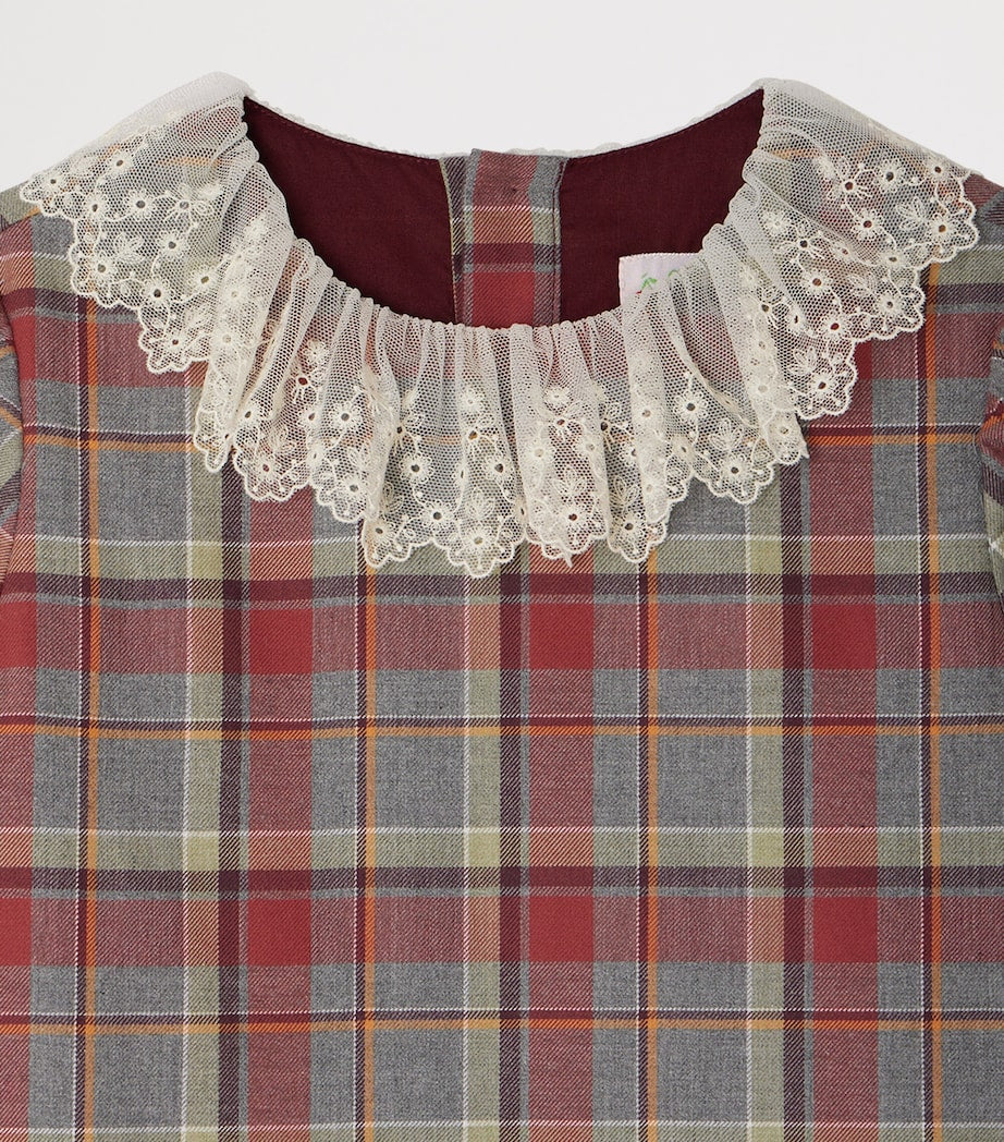 Bonpoint Burgundy Check Print Dress (4-8 Years)