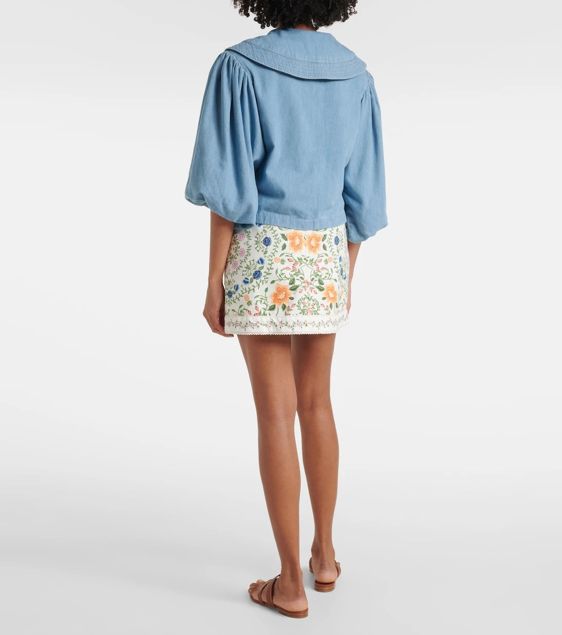 Farm Rio - Puff-sleeve denim shirt
