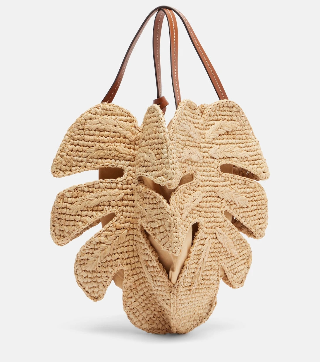 Staud - Palm leather-trimmed raffia top-handle bag