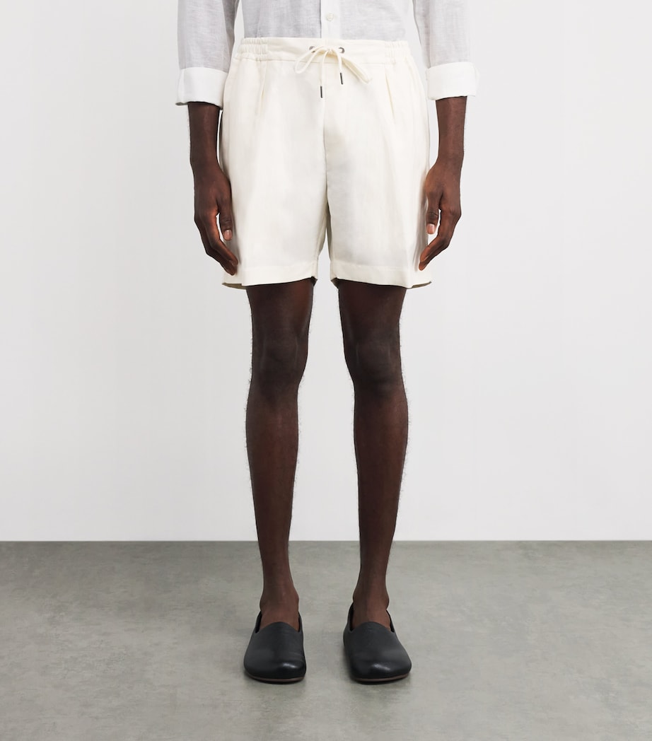 Silk-Linen Drawstring Shorts