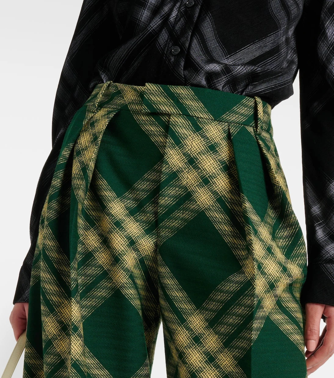 Burberry - Checked wool twill wide-leg pants