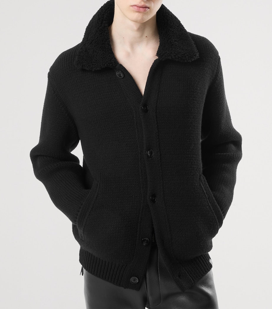 Black Cashmere Collared Jacket