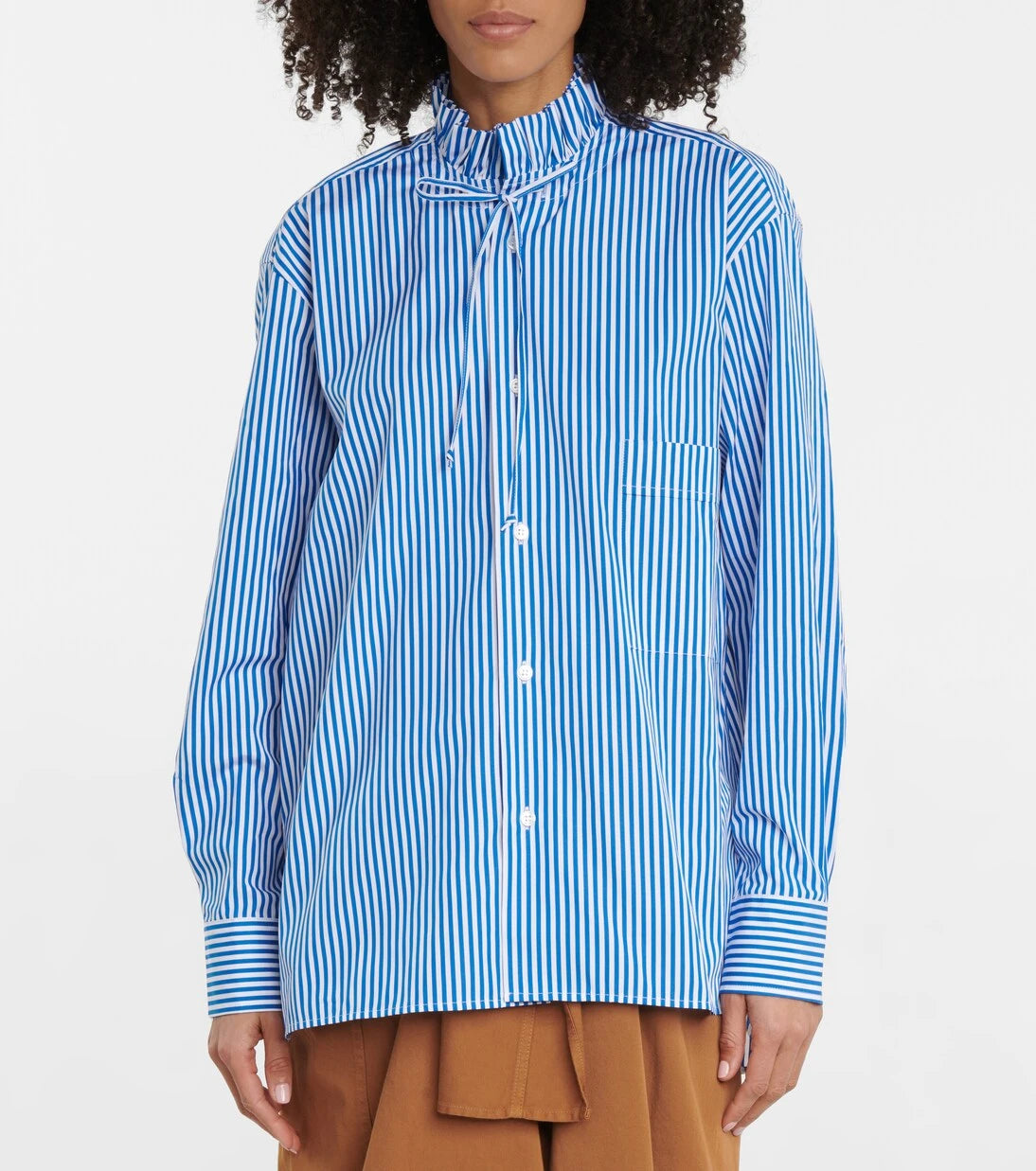 Plan C - Striped cotton poplin shirt