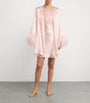 Gilda & Pearl Pink Silk-Ostrich Feather Short Robe