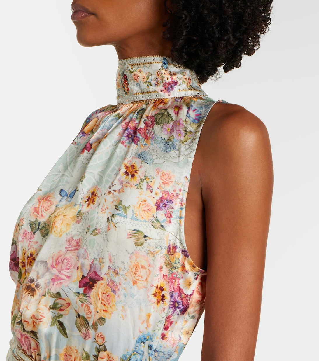 Camilla - Embellished floral silk maxi dress