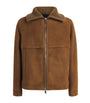 Yves Salomon Brown Suede Knit-Collar Jacket