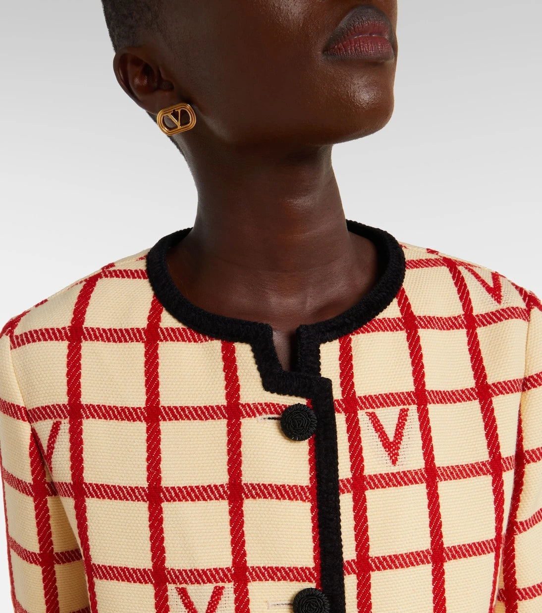 Valentino - VLogo checked wool and cotton jacket