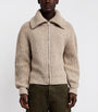 Beige Alpaca-Yak Zip-Up Cardigan