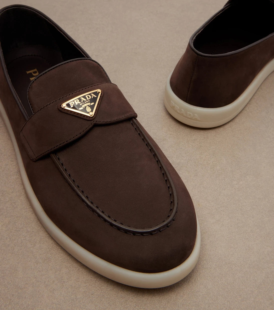 Prada - Suede penny loafers
