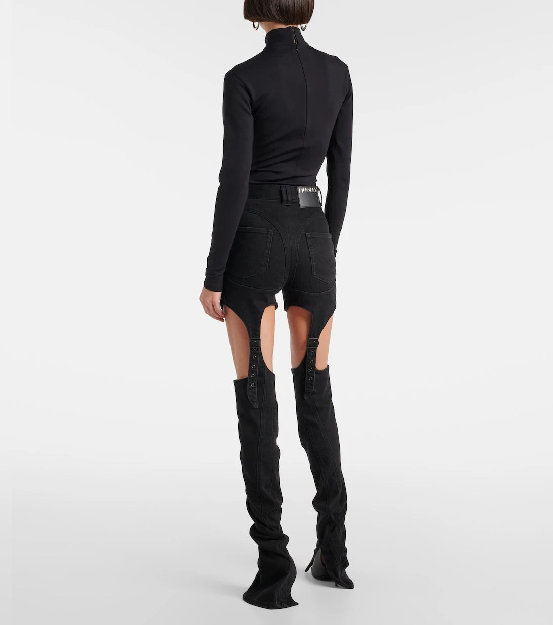 Mugler - High-rise cutout skinny jeans