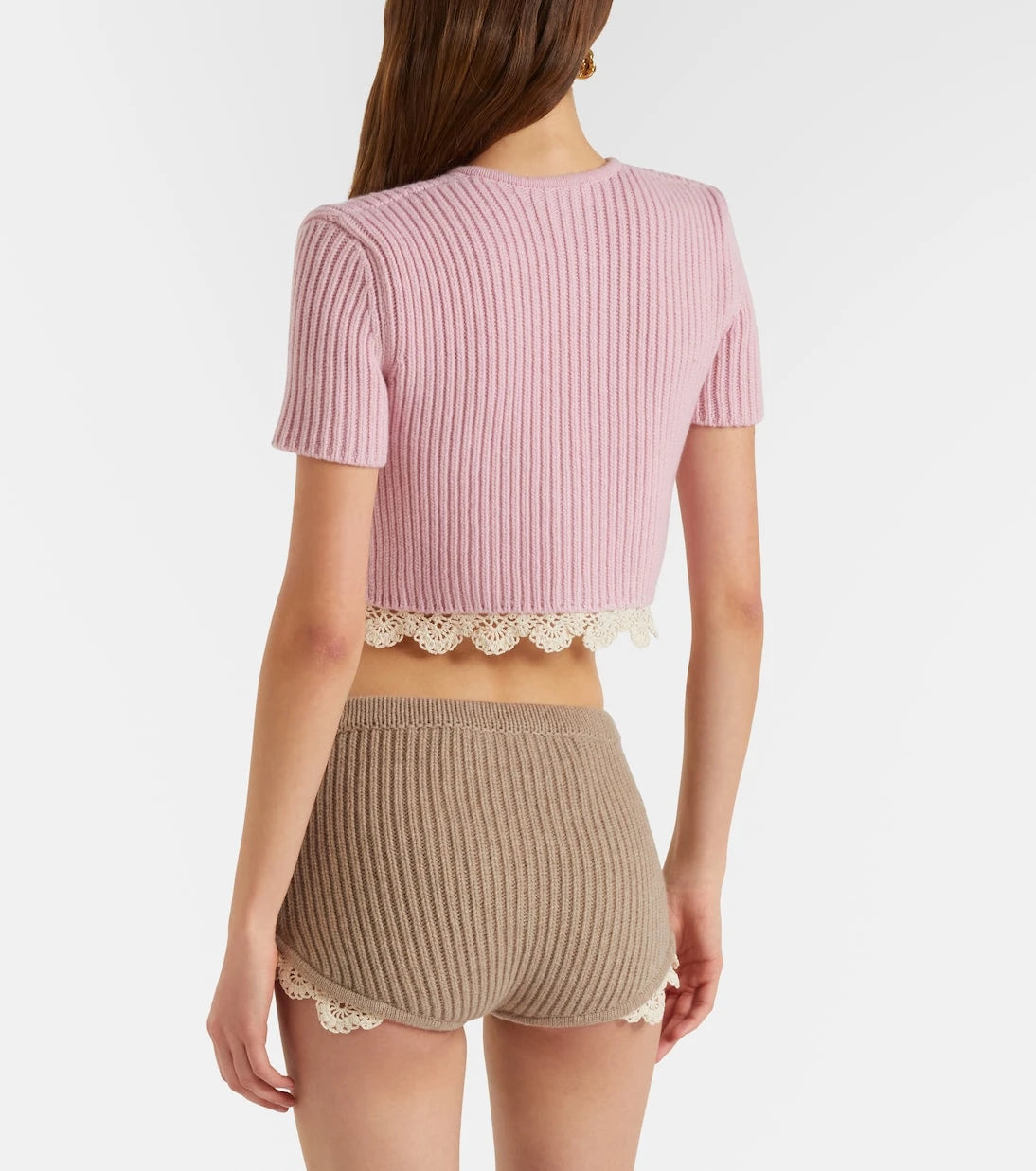 Magda Butrym - Crochet-trimmed cashmere shorts