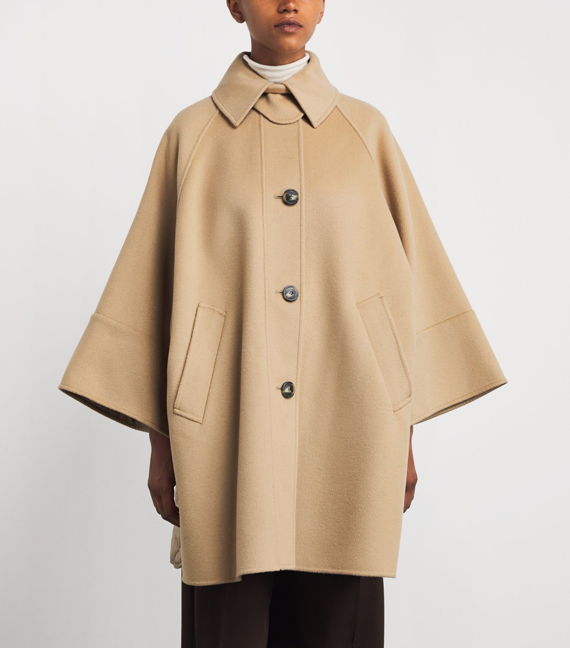 Weekend Max Mara Beige Wool-Blend Quilted Dolman Coat