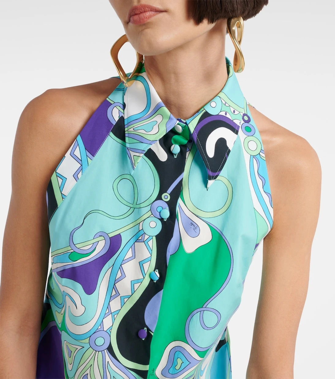 Pucci - Orchidee printed halterneck cotton top