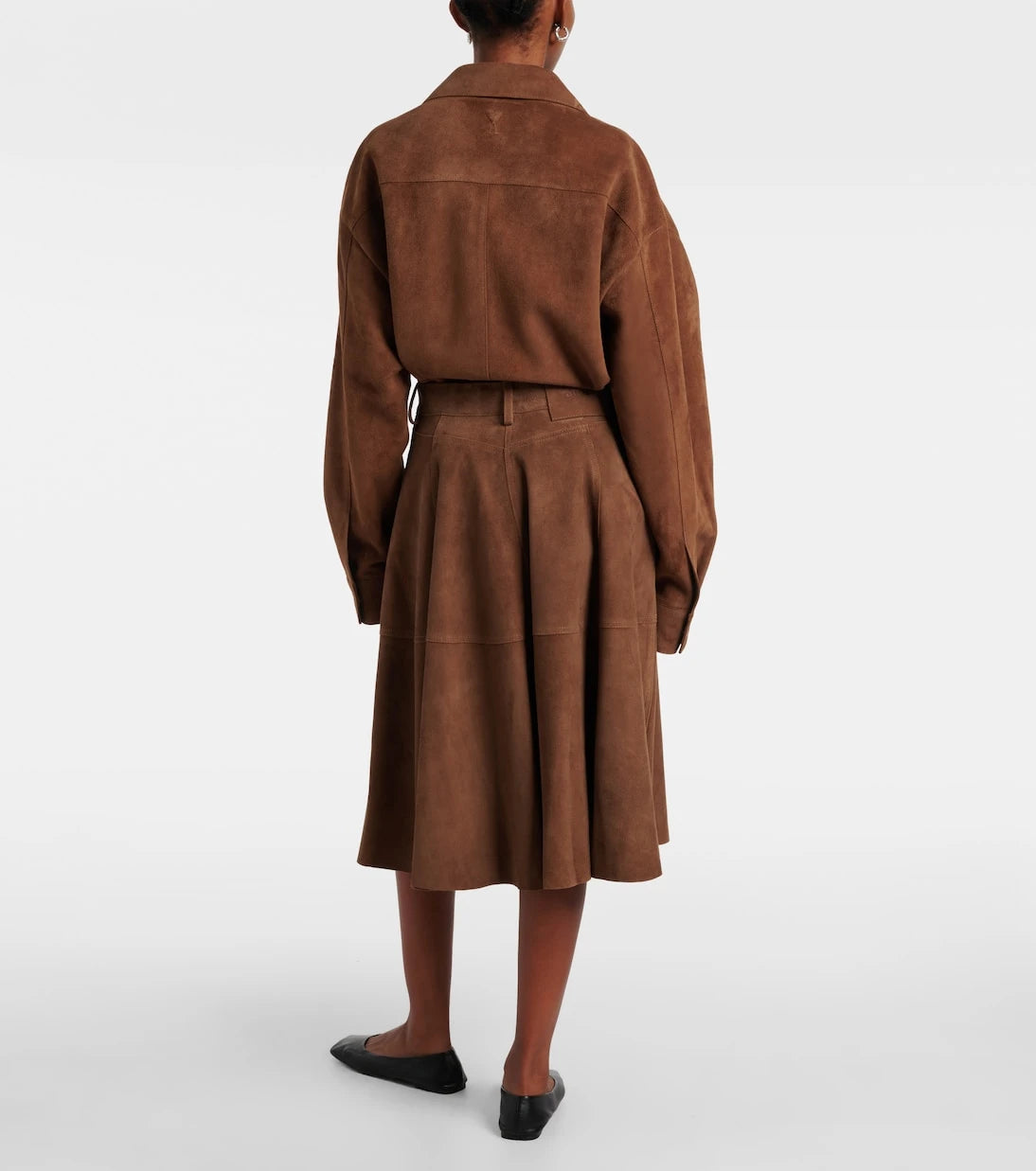 Ami Paris - Pleated suede midi skirt