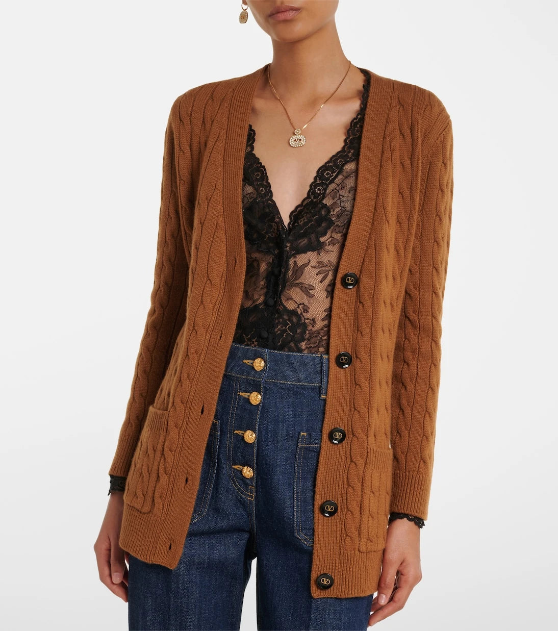 Valentino - Cable-knit cashmere cardigan