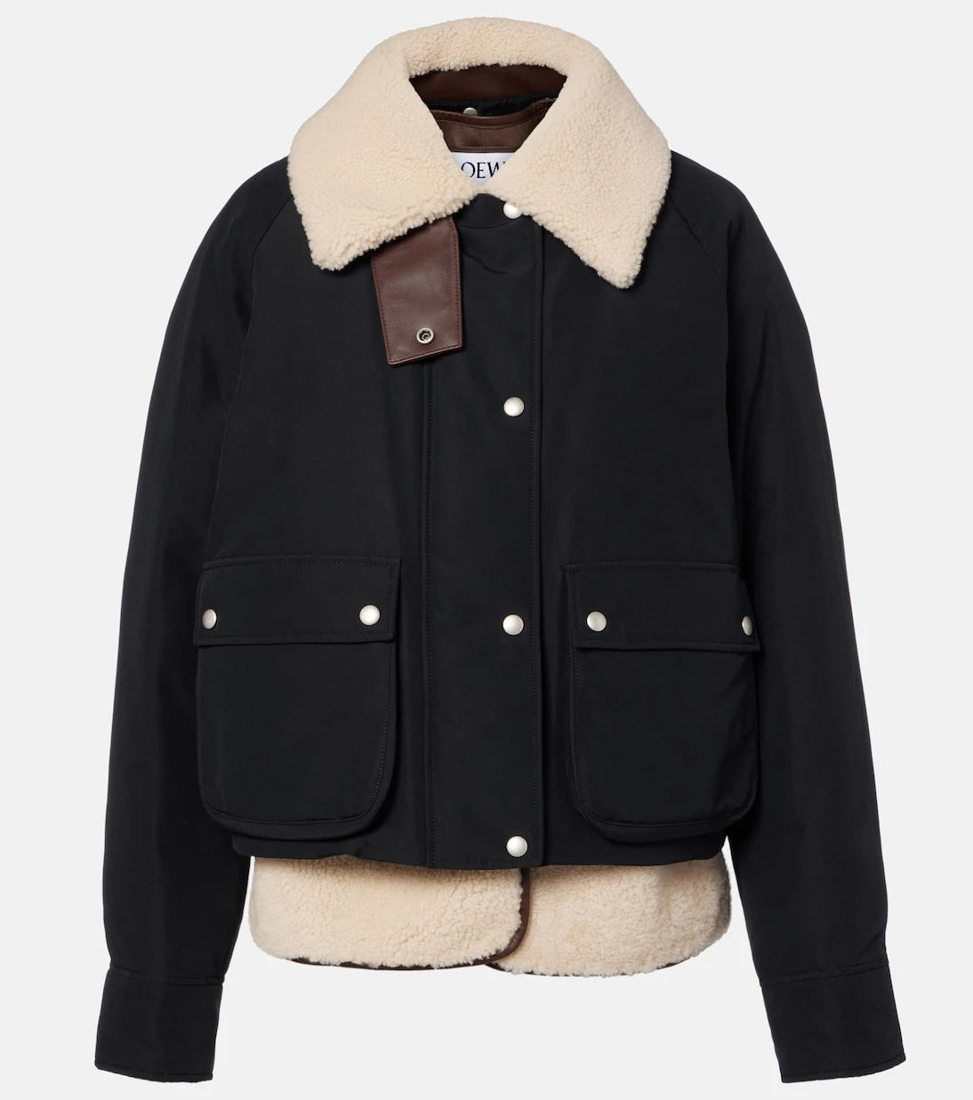 Loewe - Shearling-trimmed cotton-blend jacket