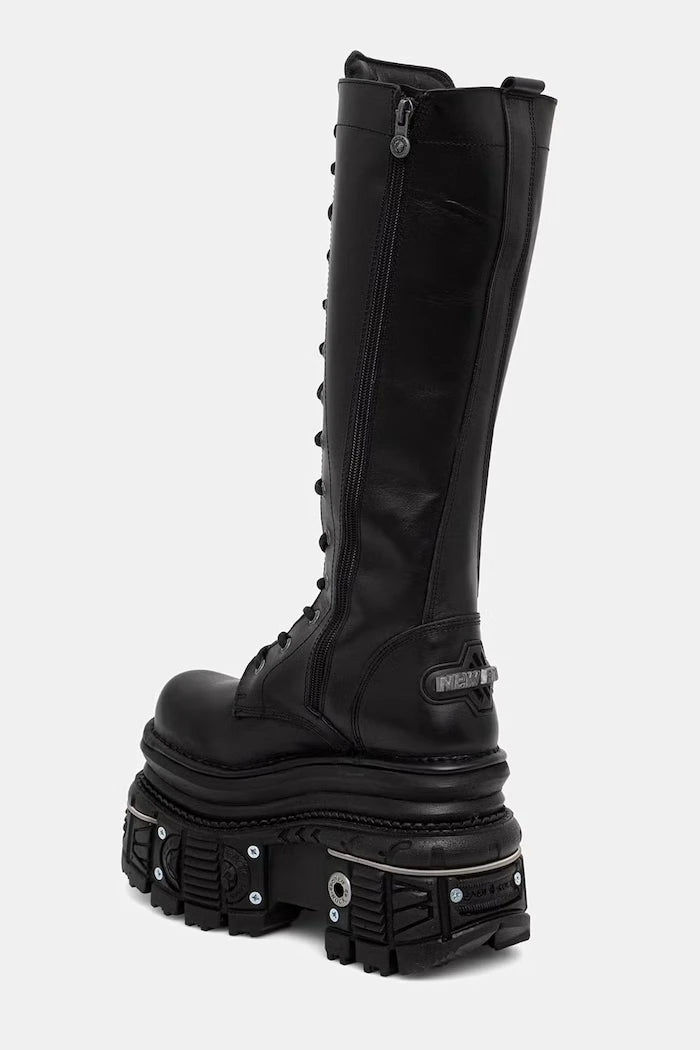 New Rock diz altı kadın deri botları ITALI NEGRO, IMPERFECT TANK NEGRO E-34