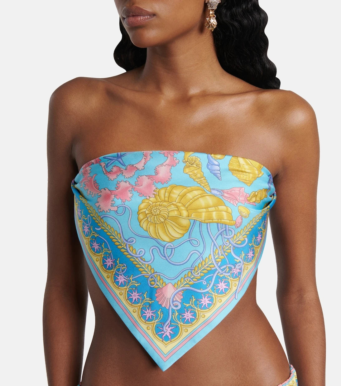 Versace - Underwater Barocco twill bandeau top
