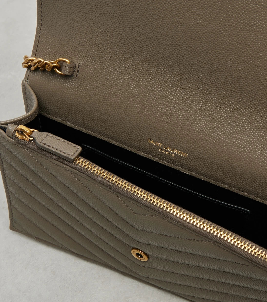Saint Laurent - Cassandre matelassé leather wallet on chain