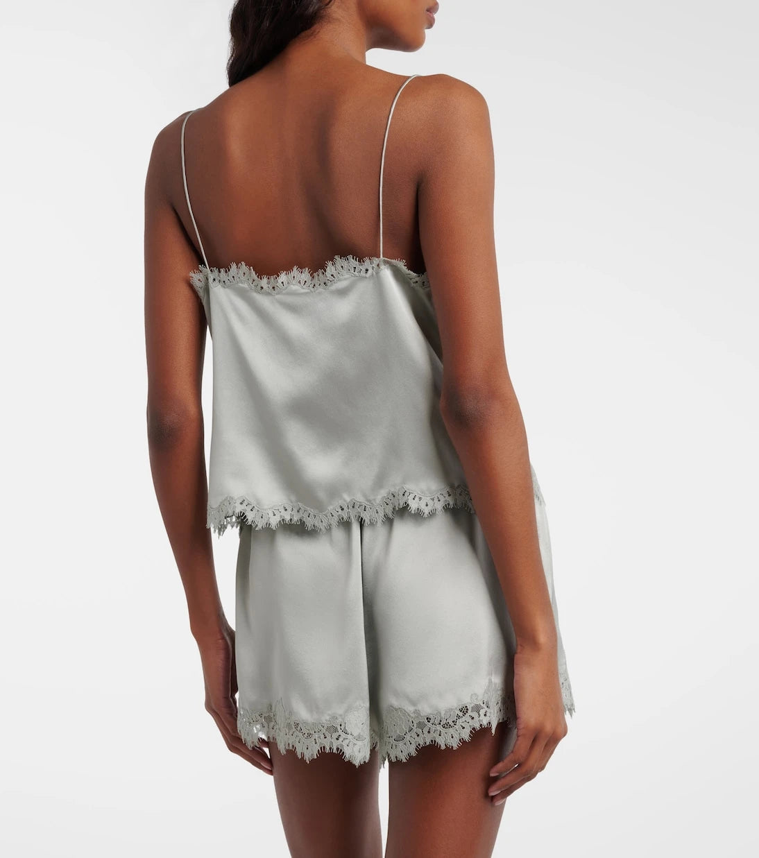 Dôen - Iona lace-trimmed silk shorts