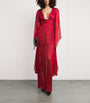 Maria Lucia Hohan Red Silk Flared-Sleeve Catia Maxi Dress