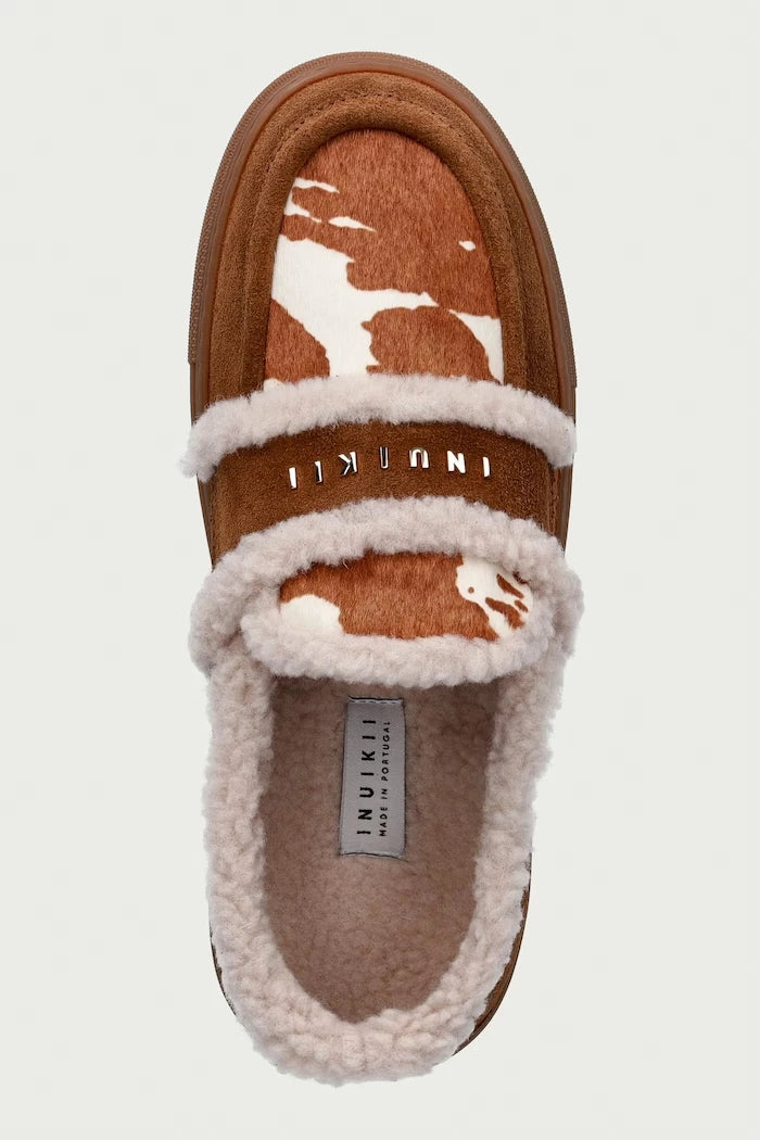 Inuikii Shearling Print kadın deri mokasen