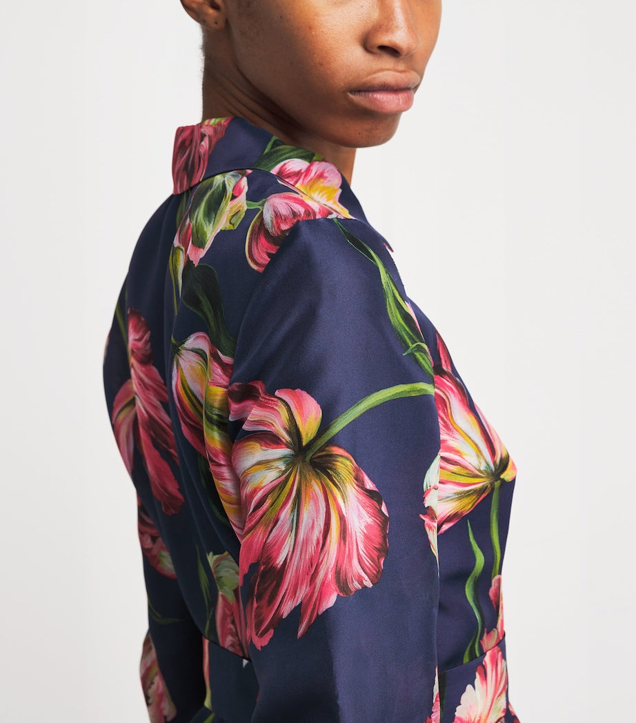 Carolina Herrera Silk Floral Trench Gown