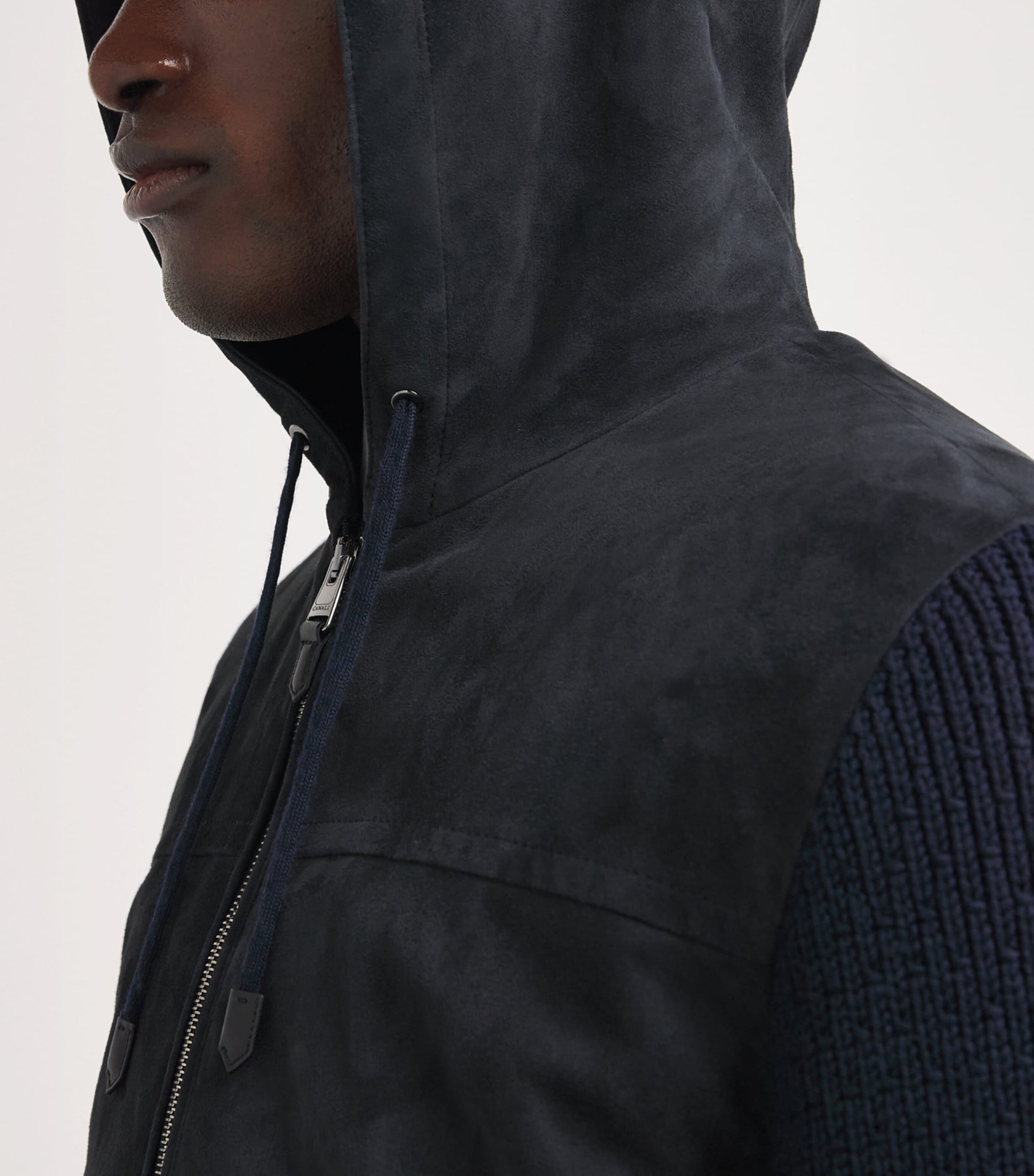 Canali Multi Suede-Wool Hooded Jacket