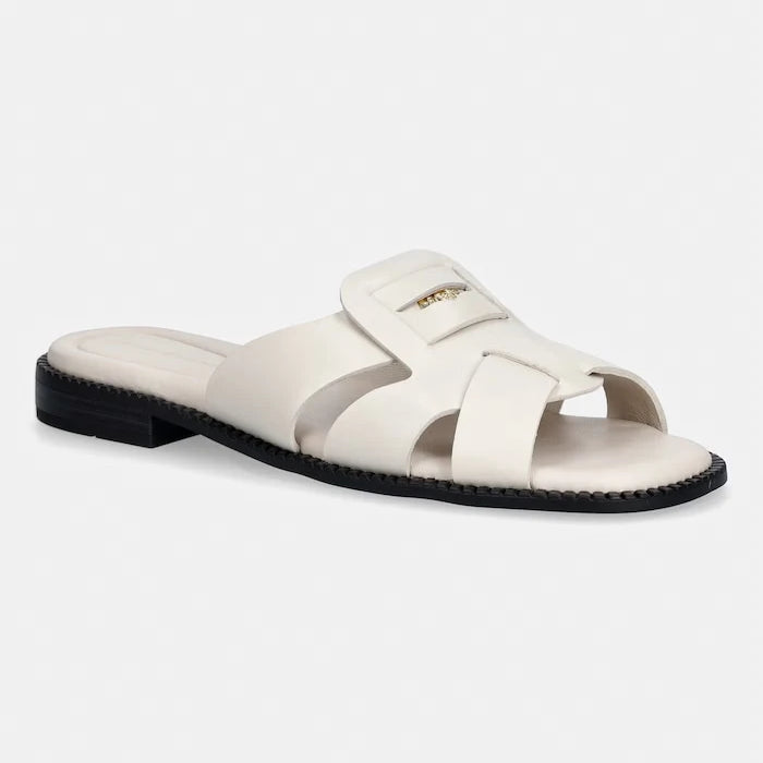 Tommy Hilfiger kadın deri sandalet terlik COIN LEATHER SANDAL