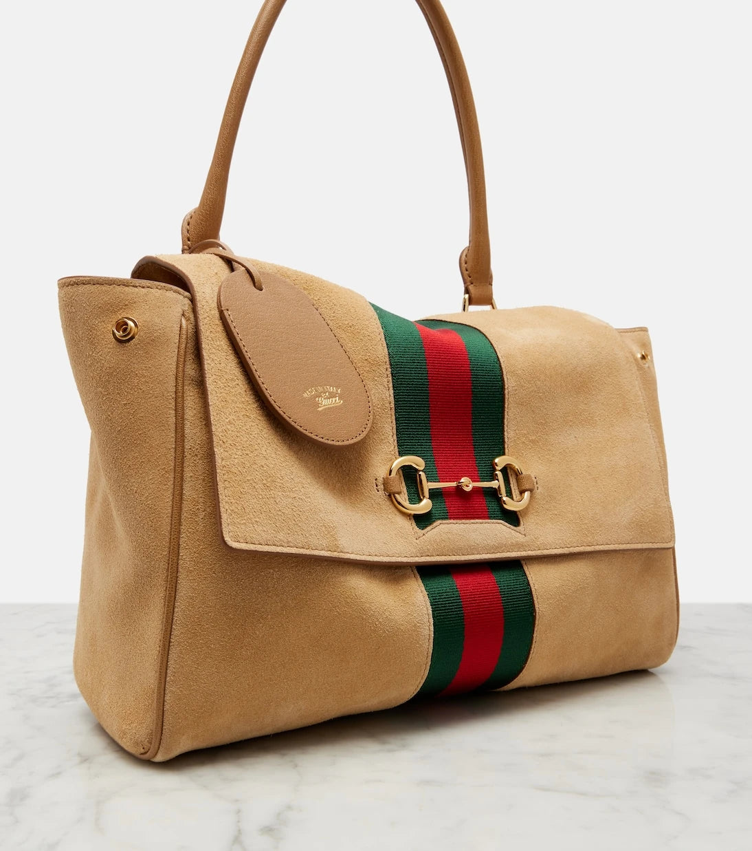 Gucci - Paparazzo Medium suede top-handle bag
