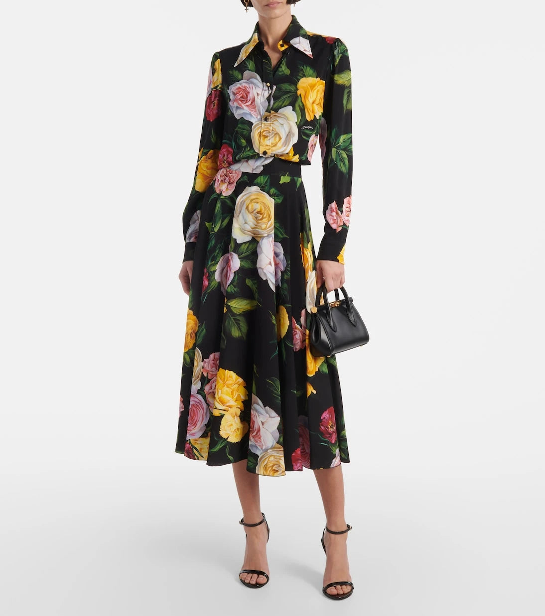 Dolce&Gabbana - Floral silk-blend charmeuse midi skirt