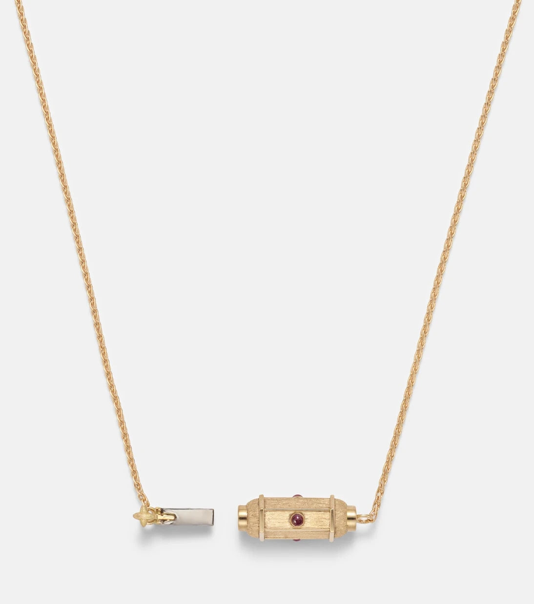 Marie Lichtenberg - Coco Micro 18kt gold locket necklace with rubies