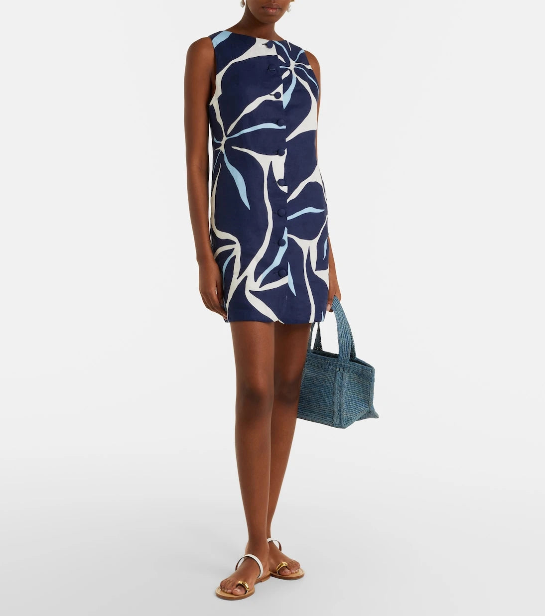 Cala de la Cruz - Rhoda printed linen minidress