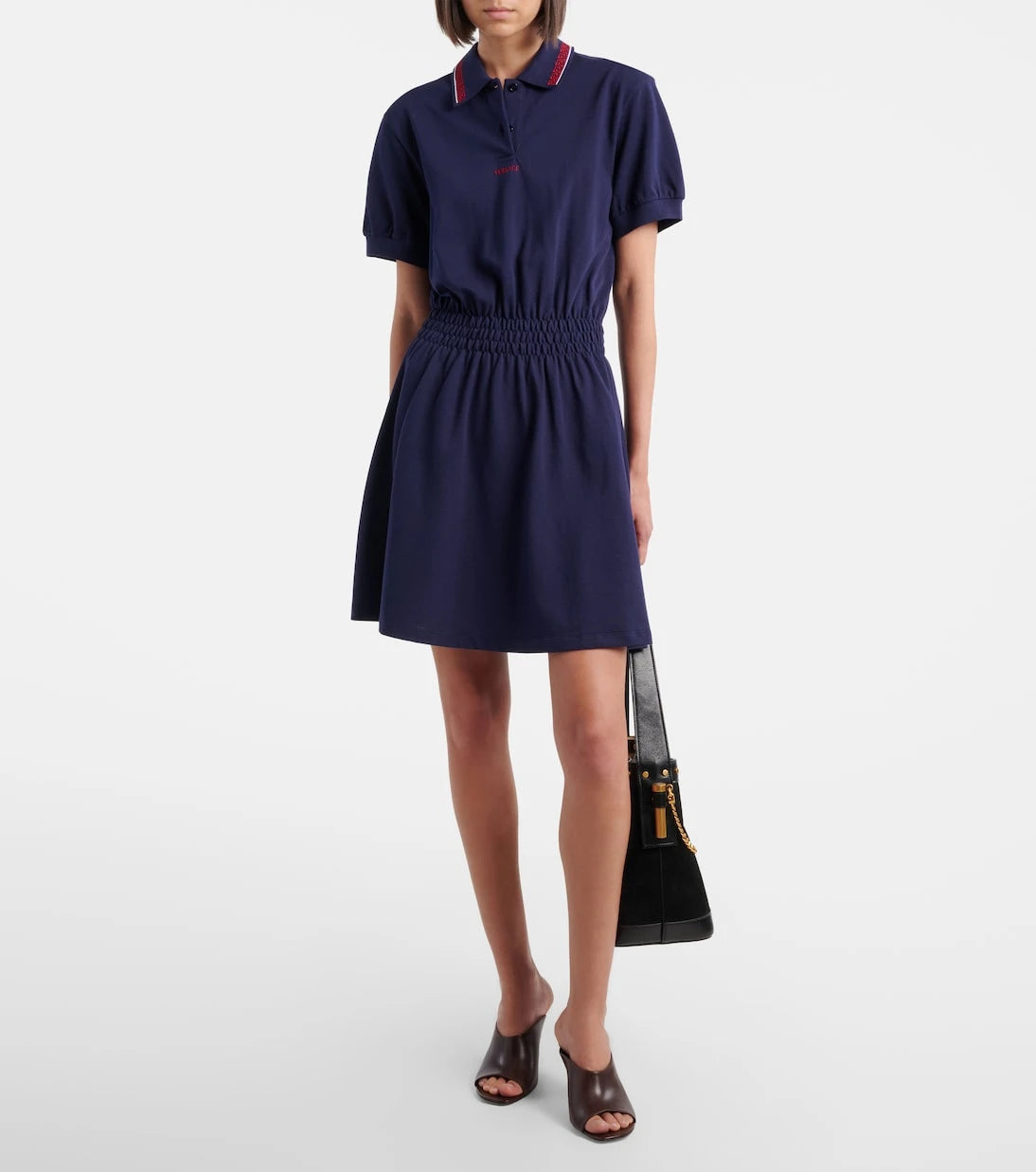 Versace - Greca cotton piqué polo dress