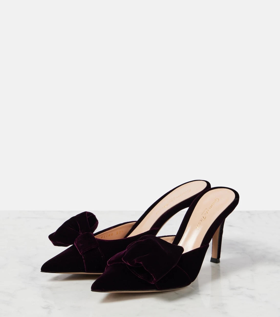 Gianvito Rossi - 85 bow-detail velvet mules