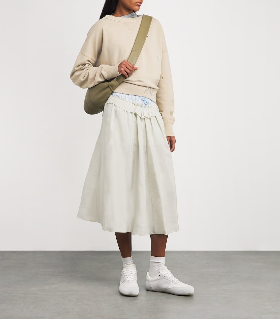 Maison Margiela Beige Cotton Distressed Logo Sweatshirt