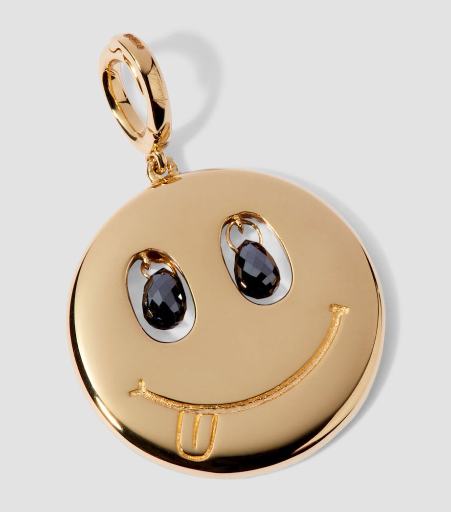 Yellow Gold, Diamond and Sapphire Mythology Happy Face Charm