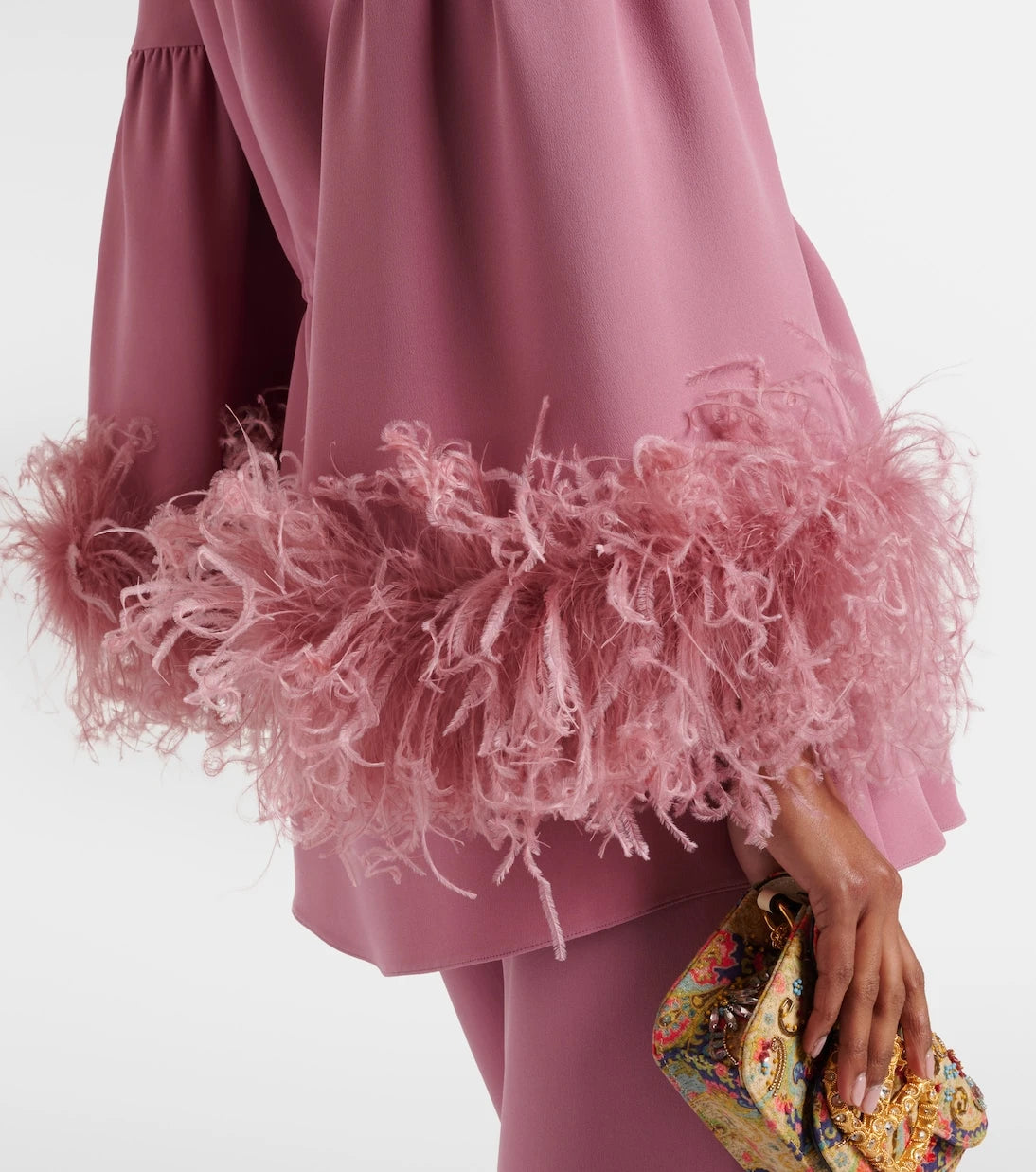 Valentino - Cady Couture feather-trimmed tunic