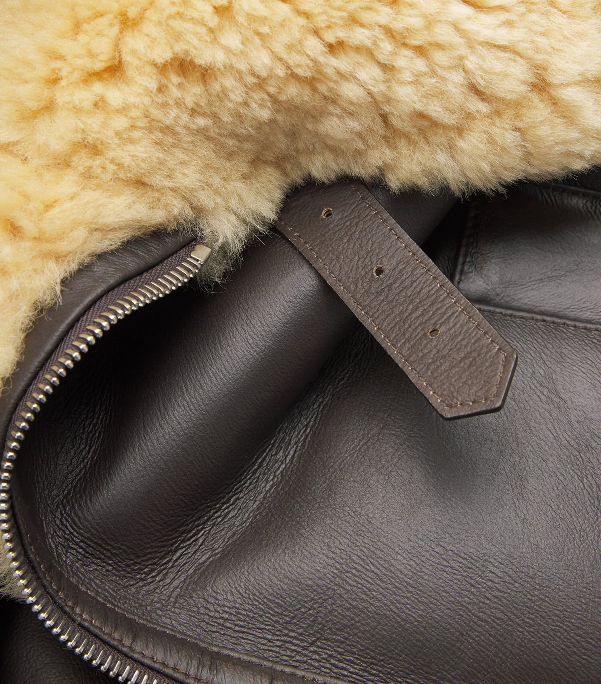 Shearling-Trim Aviator Leather Jacket