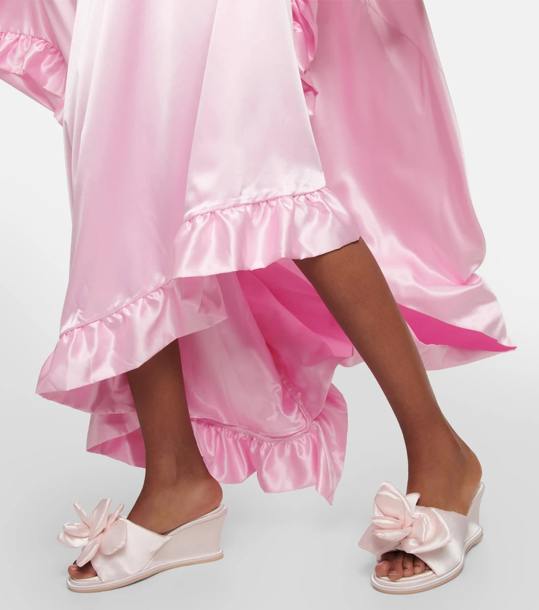 Acne Studios - Floral appliqué satin wedge sandals