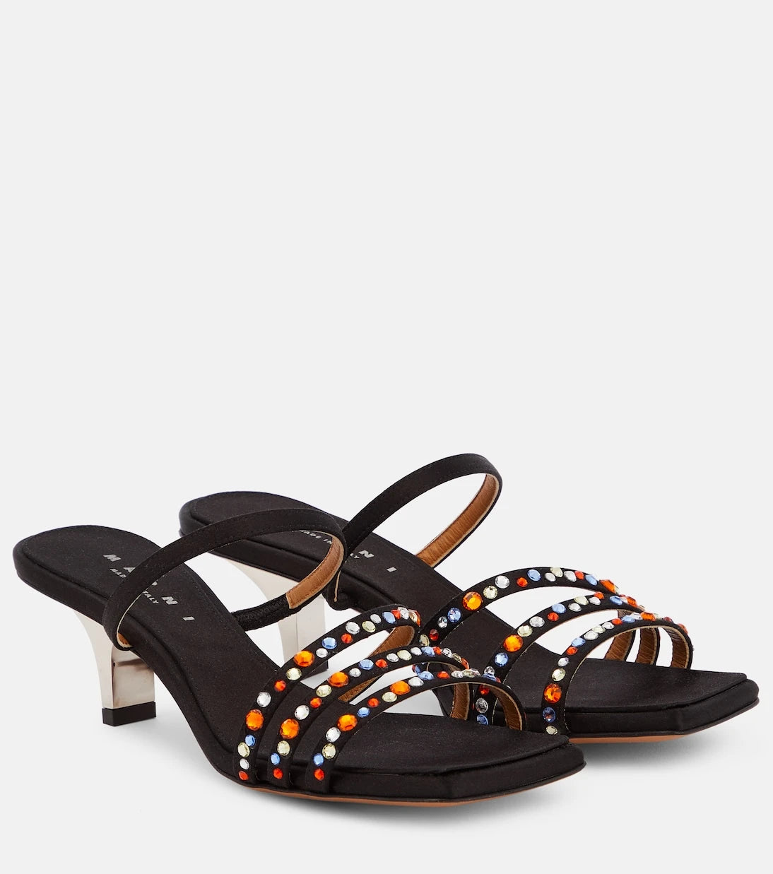 Marni - Melrose crystal-embellished satin mules