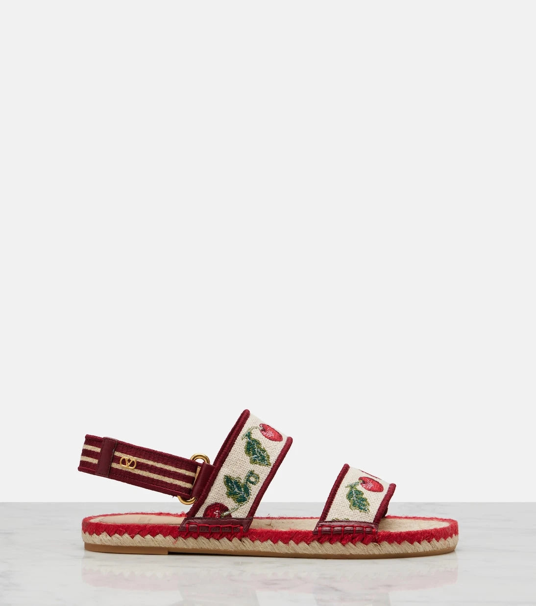 Valentino Garavani - Leather-trimmed espadrille sandals
