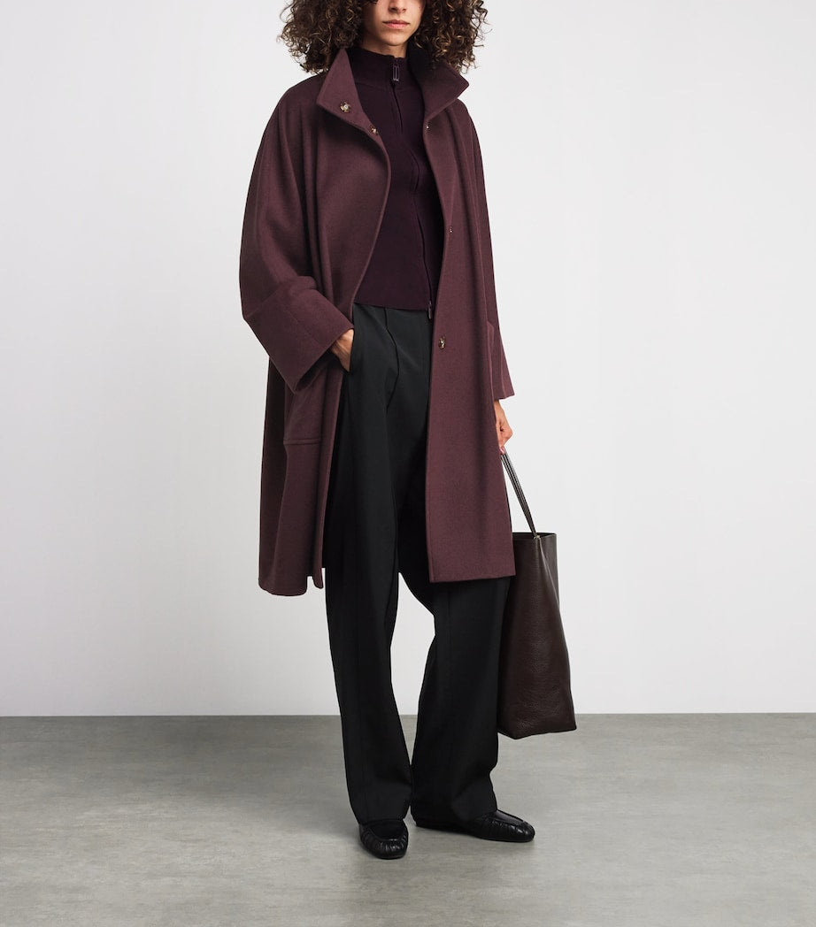 Burgundy Cashmere Stand-Collar Coat