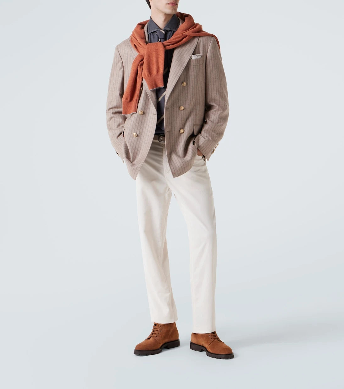 Brunello Cucinelli - Striped cashmere and silk blazer